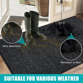 Azadx 4'x6' Front Door Mat Heavy Duty Indoor Outdoor Door Mat Non-Slip Backing Doormat for Entryway Stain and Fade Resistant Commercial Floor Mats Entry Mat Low Profile Welcome Door Mats