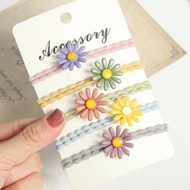 Subtle Daisy Hair Tie Set (Pack of 5) / 은은한 데이지 머리끈 세트(5개묶음)