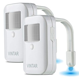 VINTAR 2 Pack Rechargeable 16 Color Motion Sensor LED Toilet Night Light, 5 Stage Dimmer, IP67 Waterproof, Light Detection