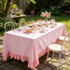 Simihiran Pink Gingham Ruffle Tablecloth 60 x 120 Inch Rectangular