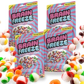 BRAIN FREEZE Tropical Crunch Freeze-Dried Candy – Sweet & Tangy Gourmet Freeze Dried Candy Snack - 4 Pack