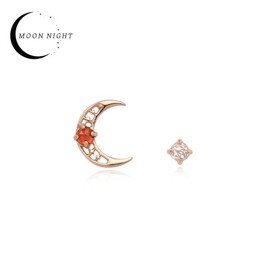 [Custom Made] Capricorn Dear Moon Garnet Constellation Earrings OTE12061CB Size / [주문제작] 염소자리 디어문 가넷 별자리 귀걸이 OTE12061CB 사이즈