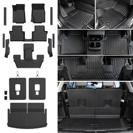 JOULARISE Floor Mats Cargo Mat for 2021-2025 Jeep Grand Cherokee L Captain Chair(Only for 6-Seater w/o 2nd Row Center Armrest), All Weather TPE Floor Trunk Cargo Liner Car Accessories(Floor Mats Set)
