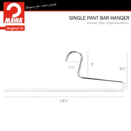 Mawa by Reston Lloyd Trouser Series Non-Slip Space-Saving Clothes Hanger with Single Rod for Pants, Style KH/1, Set of 10, White