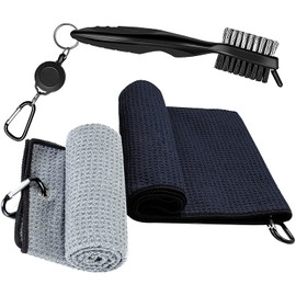 QIQN Golf Towel Cooling Towel Tri-Fold Microfibre Golf Towel Cooling Towel Sports Towel Microfibre Towels with Carabiner for Fitness Sports Outdoor Yoga Camping Golf Running Bicycle 2-Piece Set