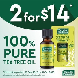 Thursday Plantation 100% Pure Tea Tree Oil 2 x 25mL - Special Bundle