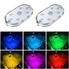 Car Lighting LED Reading Light, 7 Color Switching, USB Charging, Touch Mini Ambient Light, Vehicle General Purpose [2 Pieces/Pack]