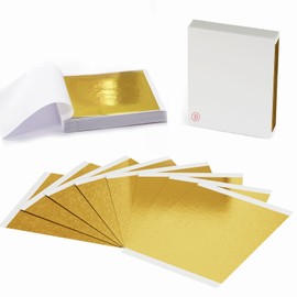 VISCY Gold Leaf Sheets 100 Pcs, Imitation Gold Foil Sheets for Arts, Crafts, Decoration and Painting, 6.1 x 5.3 Inches (Gold)