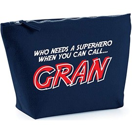 Hippowarehouse Who Needs a Superhero When You Can Call Gran printed make up cosmetic wash bag 18x19x9cm