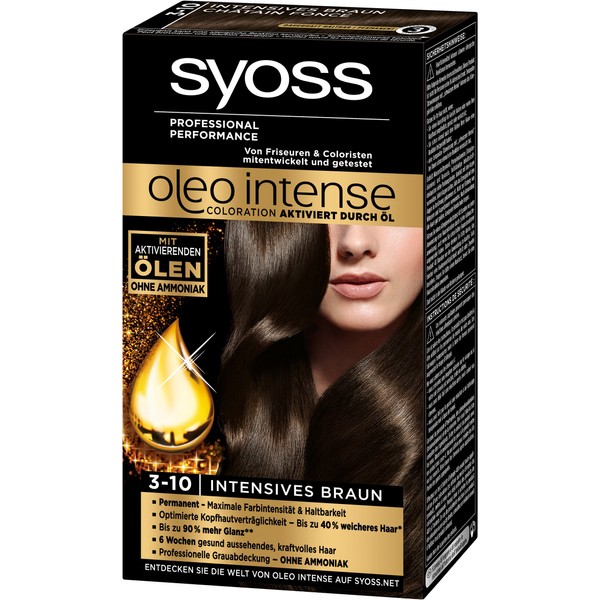 Syoss Oleo Intense Dye 3-10 Intense Brown 115 ml (Pack of 3)