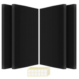 4 PCS Acoustic Foam Panels, 48 x 24 x 2 Inches Sound Proof Foam Panles Soundproofing Noise Cancelling Wedge Panels for Home Office Recoding Studio (Black, 4 Pack)
