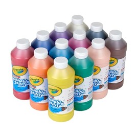 Crayola Pintura Lavable (12 unidades), Juego de Pintura a Granel para Proyectos de Arte para Niños, 16 Oz, Suministros de Manualidades No Tóxicos, Imp