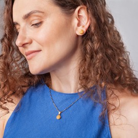 Gold Kettenanhänger mit Stein in orange • Charm zum Wechseln • passend für eine Vielzahl von Ketten • Edelstahl & recyceltes Glas • MIX AND MATCH