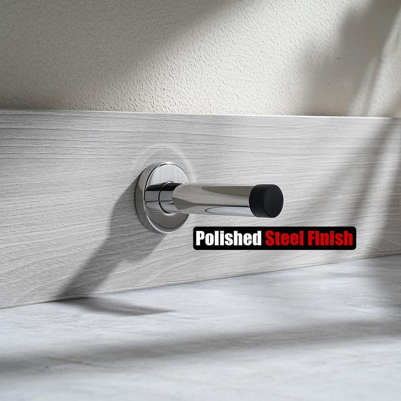 4 Pack Polished Chrome Door Stopper with Black Tip, 304