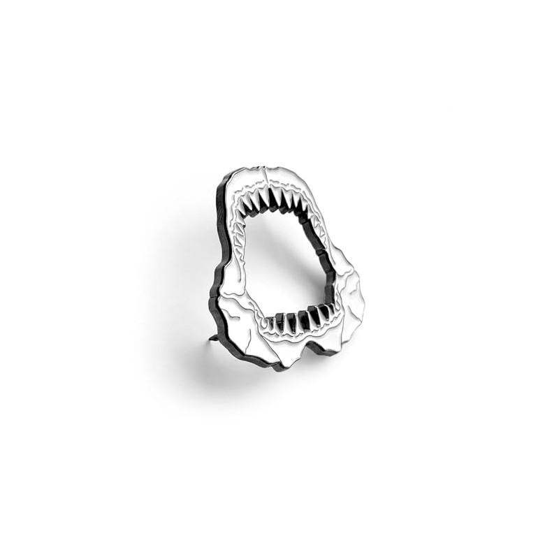 Pinsanity Great White Shark Jaws Teeth Enamel Lapel Pin, 1.5
