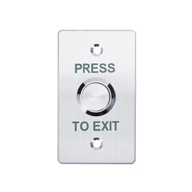 Stainless Steel Push to Exit Button - 12V DC Push to Exit Switch, NO/COM Outputs, Surface Mount Request-to-Exit Device for Access Control Systems