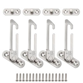 4 Pcs Window Stoppers and 4 Pcs Bases, Comes with 16 Pcs Screws, Window Holders, Window Safety Locks, Window Accessories