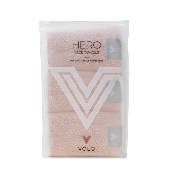 VOLO Hero Cloud Pink Face Towel | Reusable Facial Wash Cloths | Makeup Remover & Post Shower Washcloths | Ultra Soft, Absorbent, Gentle, Fast Drying Nanoweave Fabric Face Towels | Microfiber 3PK