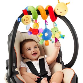HASTHIP® Juguete Espiral de Cuna y Cochecito para Bebés, Oruga de Peluche Suave y Colorida, Juguete Colgante Educativo Sensorial para Recién Nacidos 6 a 12 Meses, Actividades Interactivas