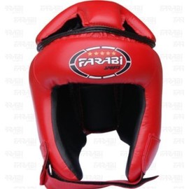Farabi Boxing Head Guard Protector Open Face Adi Series of Boxing Helmet (Red, Large)
