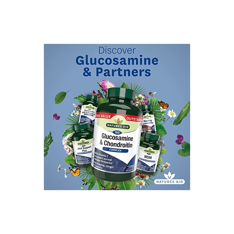 Natures Aid Glucosamine and Chondroitin Complex, with Vitamin C, Rosehip,