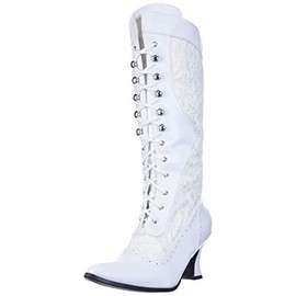 Ellie Shoes Women's 253 Rebecca Victorian Boot, White, 10 M US