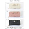 SecretDoor Women's Long Wallet, Cute, Ribbon, Bijou, Gold Zipper, Thin,