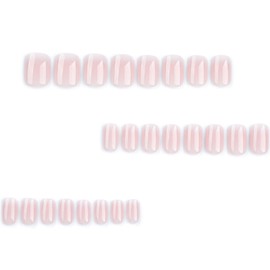 Hkanlre Medium Nude Press on Nails Cute Fake Nails Tips Full Cover Square Gradient False Nails for Women 24PCS