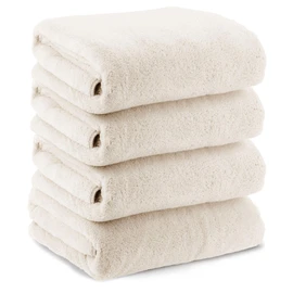 Mofuwa Bath Towel Set, Hyaluronic Acid Infused for Moisturized Skin, 4-Piece Set, Microfiber, Thick, Quick-Dry, Small Bath Towel, Mini Bath Towels, Linen White, 4 Bath Towels