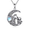 TIGER RIDER Sterling Silver Wolf Necklace for Women Crescent Moon