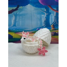 Generic Baby Dragons with Dragon Egg, 3D Printed Articulated Cherry Blossom Baby Dragon, Fidget Toy for Autism ADHD, Executive Dest Toy, BD004-White & Pink, Small
