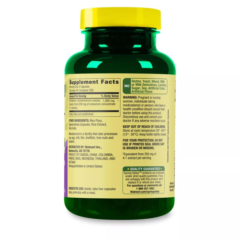 Spring Valley Cinnamon Dietary Supplement, 1000 Mg, 400 Count
