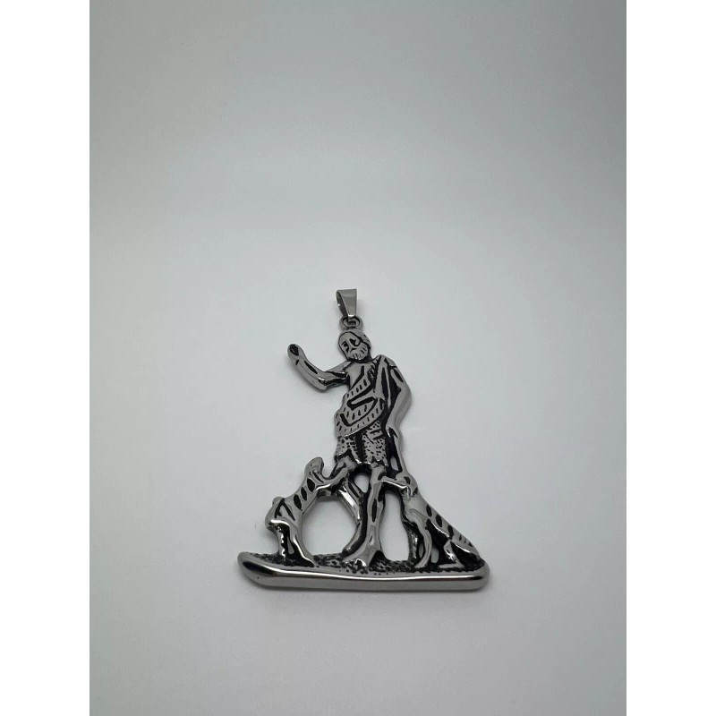 Lazaro Big San Lazaro Religious Stainless Steel Pendant