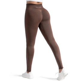 CELER Workout Leggings for Women Tummy Control Chemistry Seamless Scrunch Butt Gym Leggings High Waisted Yoga Pants, Coffee L
