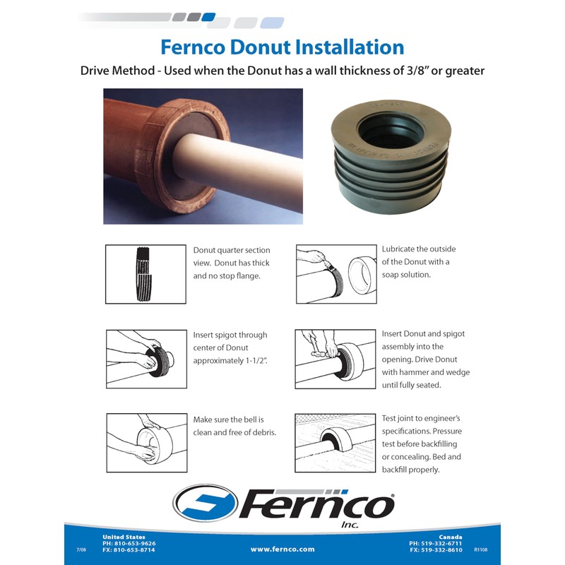 Fernco P33U-305 3-in. Service Weight Cast Iron Hub to 3-in.