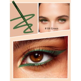 Gel Eyeliner Wasserfest,Creme Schimmernder Matter Bunt Eyeliner Pen Grün,Lang Anhaltend Wischfeste Eyelinerstift,Ultrapigmentiert Multichrome,Schnell Trocknend,Makeup Gift For Women Vegan-04