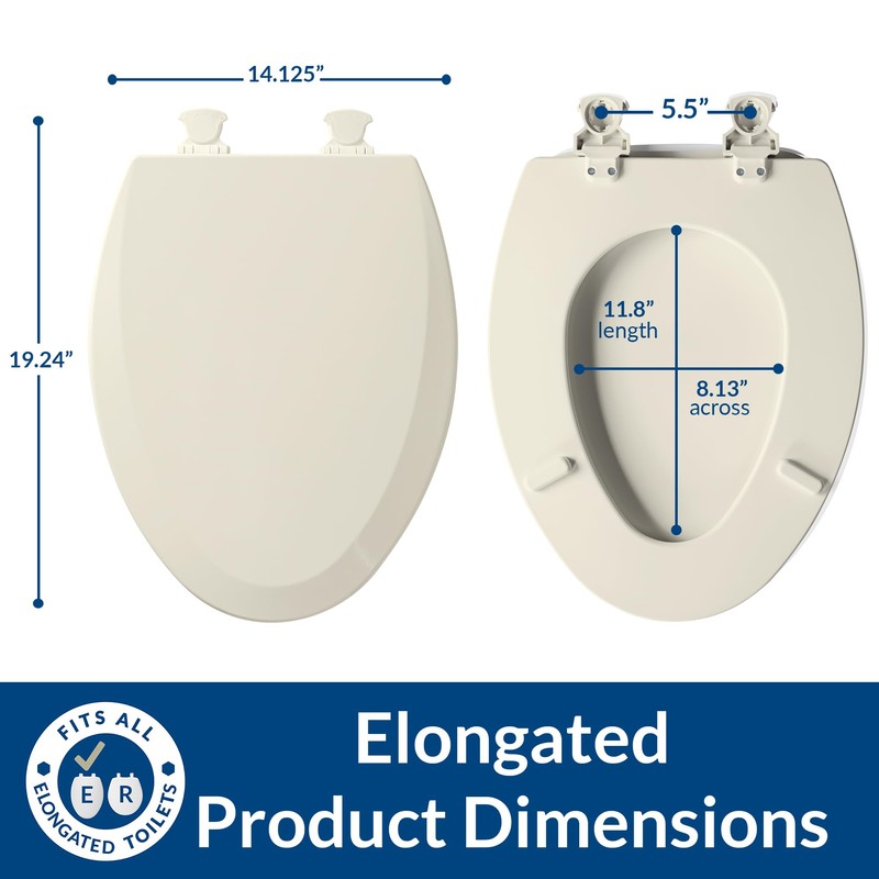 Bemis 1500EC Durable Wood Toilet Seat with Easy Clean Hinges,