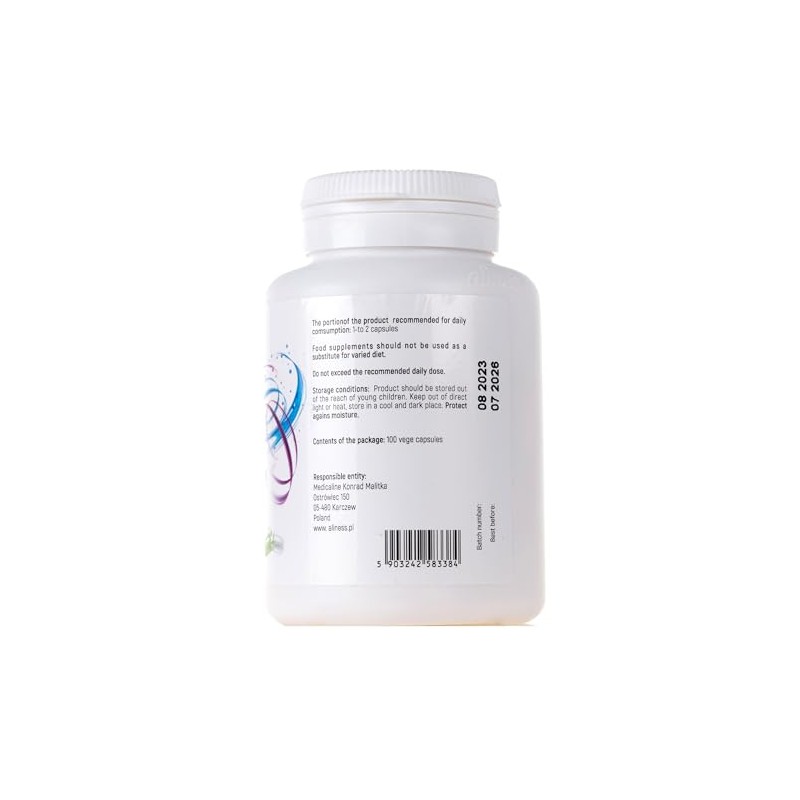 Aliness Magnesium Taurate with Vitamin B6, 100 Vegan Capsules