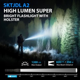 SKTJDL Tactical Flashlight with Holster Super Bright 1200LM Zoomable Law Enforcement Flashlight with Holster for Duty Belt, 5 Modes Powerful Waterproof Portable Small Led Flashlight for Camping,Hiking