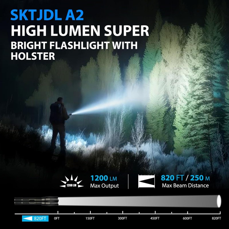 SKTJDL Tactical Flashlight with Holster Super Bright 1200LM Zoomable Law