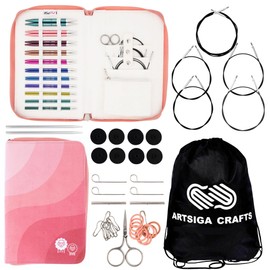 KnitPro Zing Regal Set 5 inch Circular Knitting Needles Size 2.5, 3, 4, 5, 6, 7, 8, 9, 10, 10.5, 11 Interchangeable, 5 Cables, Connectors & More, Fabric Case with Project Bag