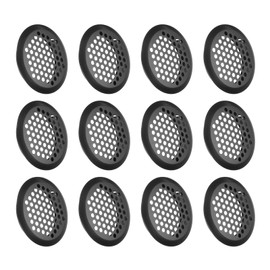 sourcing map 12Pcs Air Vents Circular Soffit Vent 53mm/2.1" Stainless Steel Round Vent Mesh Hole Louver for Bathroom Home, Office, Kitchen, Cabinet, Wardrobe, Black