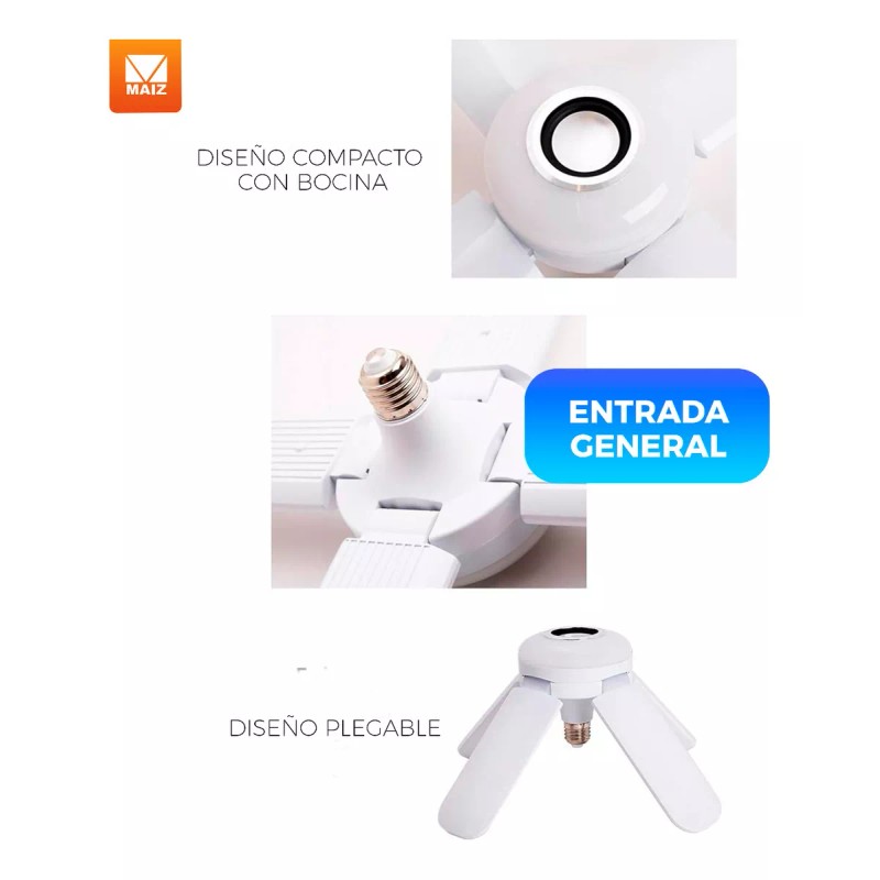 Maíz Foco Led Bocina Bluetooth Rgb Multicolor + Control Remoto