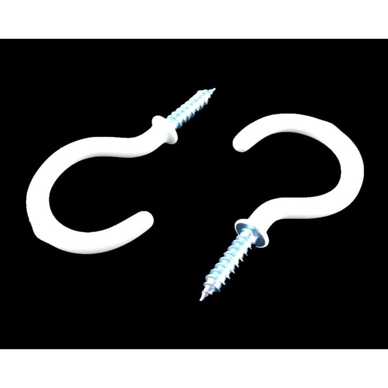 Yueton 50pcs Vinyl Coated Screw-in Ceiling Hooks Cup Hooks (White)