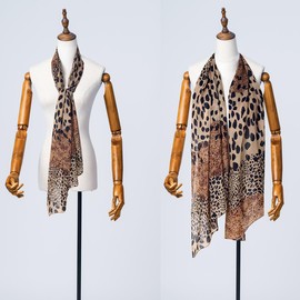 XXLKVSK Women Large Leopard Print Scarf (160×50cm) Soft and Comfortable