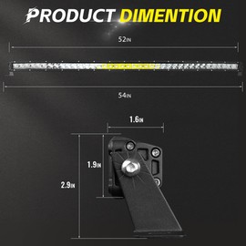 Rigidhorse 52 Inch Curved LED Light Bar, 400W Super Bright Flood & SpotBeam Combo - 60000LM Off Road Driving Single Row Light Bars for Trucks for Jeep Trucks Boats ATV UTV Cars