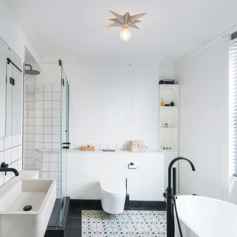 VILUXY Flush Mount Ceiling Light, Satin Nickel Star Light Fixtures