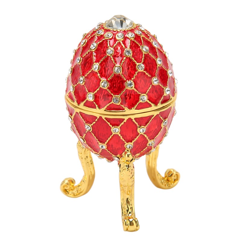 Egg Shaped Trinket Box Zinc Alloy Hinged Jewelry Ring Holder