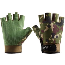 SUJAYU Fingerless Gloves, Fishing Gloves Paddling Gloves Sailing Gloves Rowing Gloves Kayak Gloves Water Gloves Sports Gloves, Fishing Gloves Men & Women (Green, S), Small