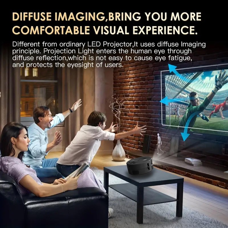 Mini LED Projector, Portable Phone Projector, 1080P Home Theater Video